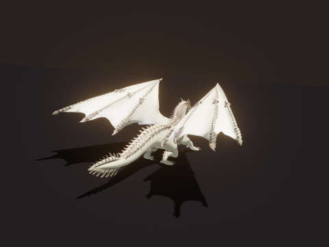 Realistic White Dragon Animated Low-poly 3D Модель