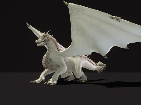 Realistic White Dragon Animated Low-poly 3D Модель