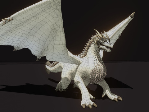 Realistic White Dragon Animated Low-poly 3D Модель
