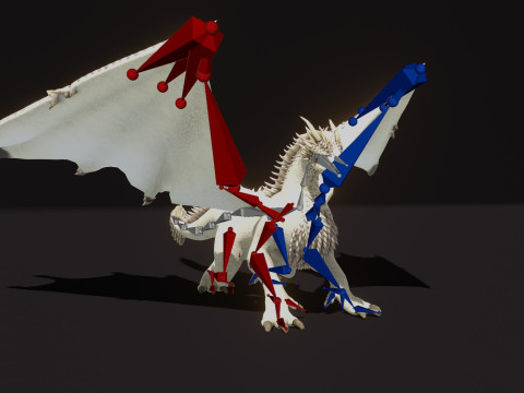 Realistic White Dragon Animated Low-poly 3D Модель