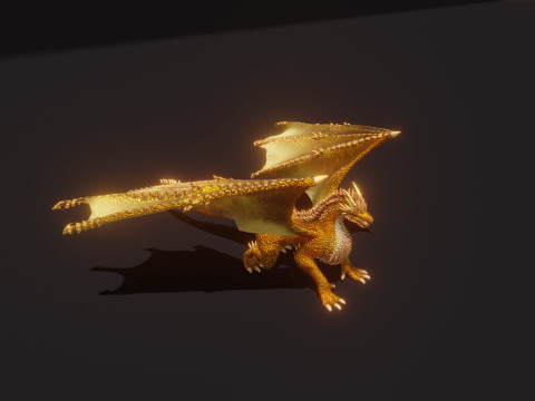 Realistic Gold Dragon Animated Low-poly 3D-Modell