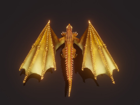 Realistic Gold Dragon Animated Low-poly 3D-Modell