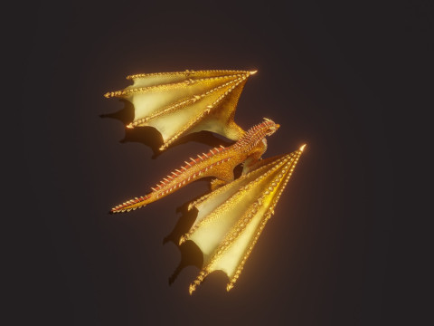 Realistic Gold Dragon Animated Low-poly 3D-Modell