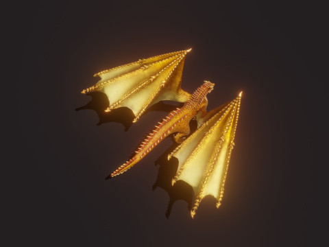 Realistic Gold Dragon Animated Low-poly 3D-Modell