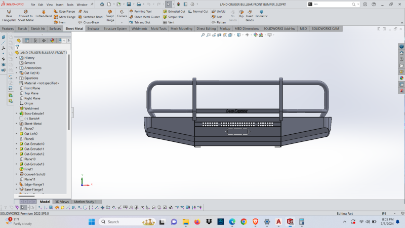 LANDCRUISER 78 79 BULLBAR FRONT BUMPER Modèle 3D .c4d .max .obj .3ds .fbx .stl .blend 