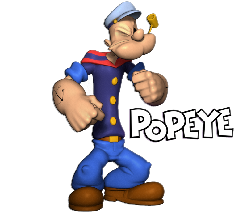 Popeye the Sailor Man Braccio di Ferro 3D-Druckmodell .c4d .max .obj .3ds .fbx .stl .blend 