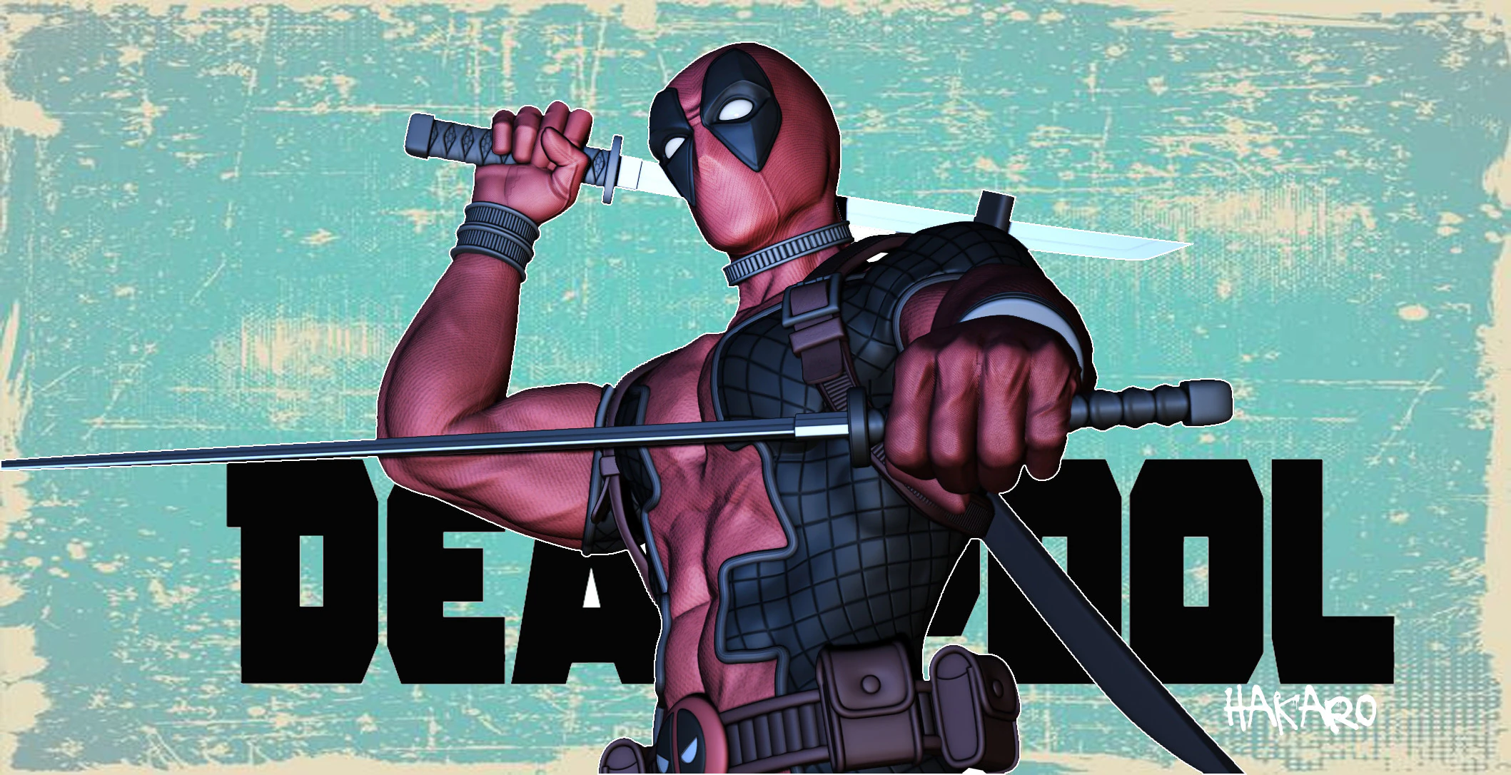 Deadpool 3D Print Model .c4d .max .obj .3ds .fbx .stl .blend 