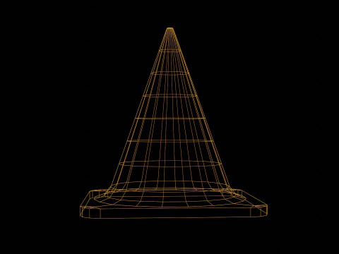 Stożek drogowy Low-poly Model 3D