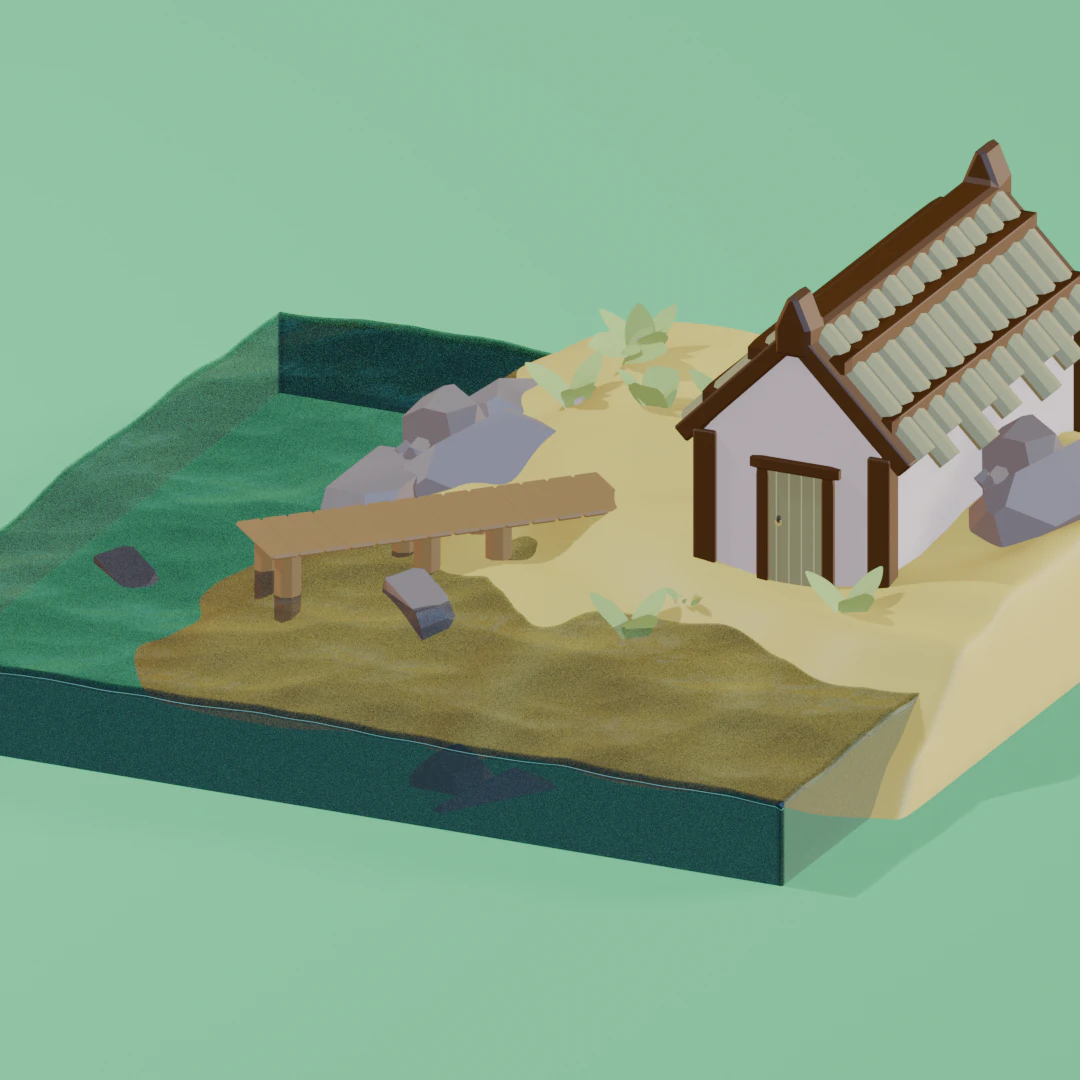 Beach house 3D Model .c4d .max .obj .3ds .fbx .stl .blend 