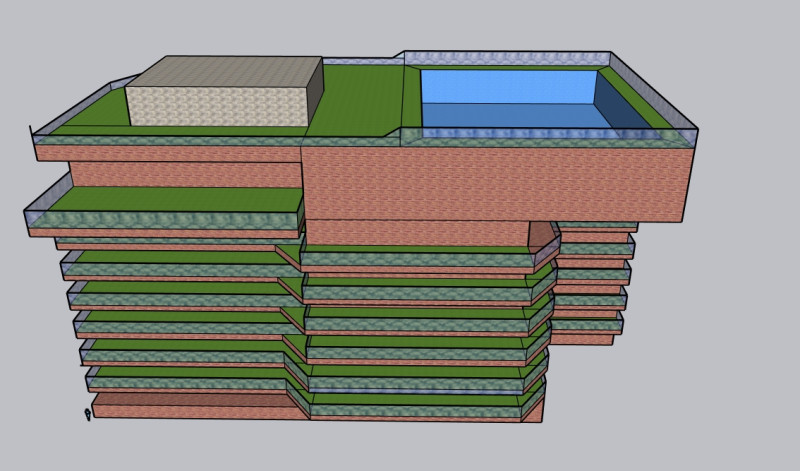 Block building with roomtop pool 3D Model .c4d .max .obj .3ds .fbx .stl .blend 