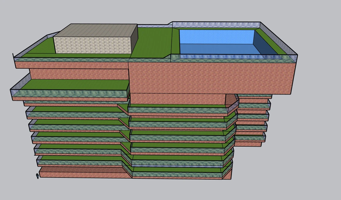 Block building with roomtop pool 3D Model .c4d .max .obj .3ds .fbx .stl .blend