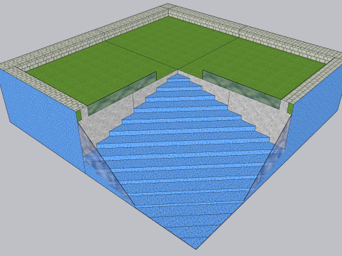 Square water fall garden 3D Model