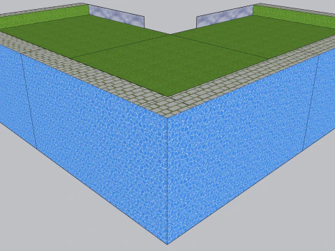 Square water fall garden 3D Model