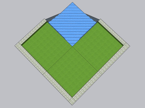Square water fall garden 3D 模型