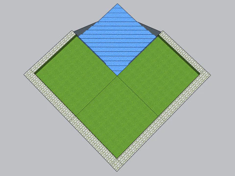 Square water fall garden 3D Model