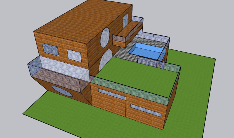 Wooden and glass moeden mansion 3D Модель .c4d .max .obj .3ds .fbx .stl .blend 
