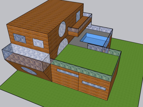 Wooden and glass moeden mansion 3D Model
