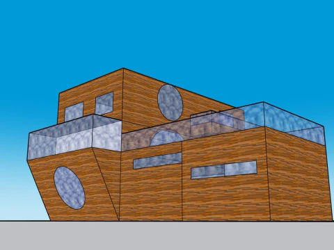 Wooden and glass moeden mansion 3D Model