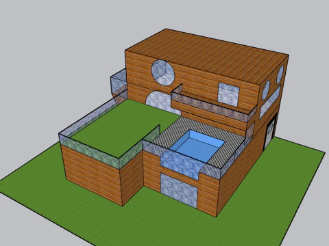 Wooden and glass moeden mansion 3D Model