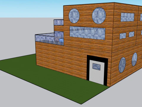 Wooden and glass moeden mansion 3D Model