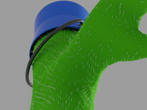 Baby green humanoid cactus with bucket on head Modèle 3D