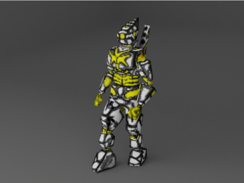 PSX style cyber soldier 3D Model