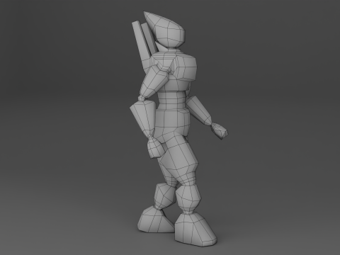 PSX style cyber soldier 3D Model