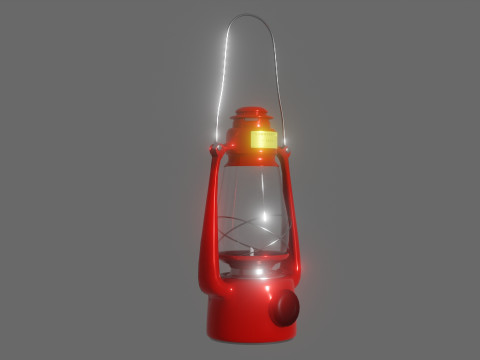 Red portable kerosene lamp 3D मॉडल