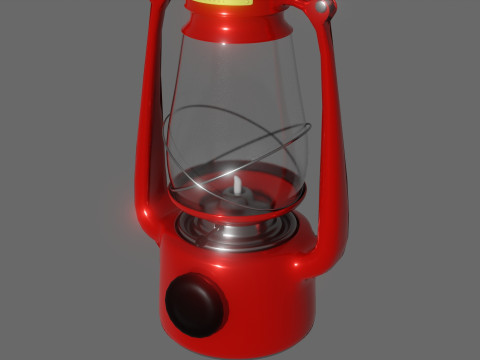 Red portable kerosene lamp Modèle 3D