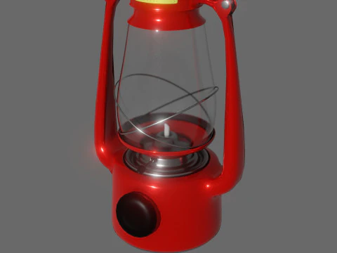 Czerwona przenośna lampa naftowa Model 3D