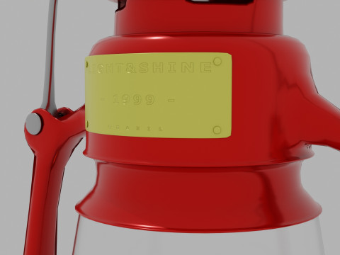 Red portable kerosene lamp Modèle 3D