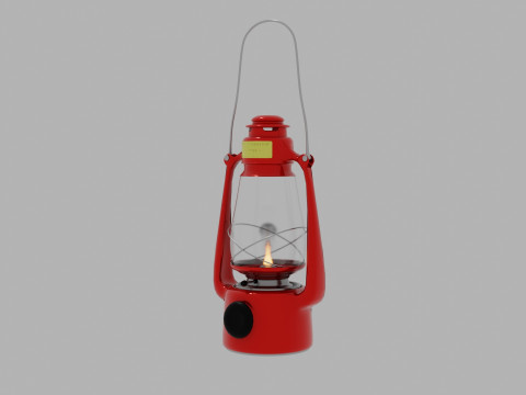 Red portable kerosene lamp Modèle 3D