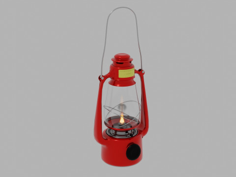 Red portable kerosene lamp Modèle 3D