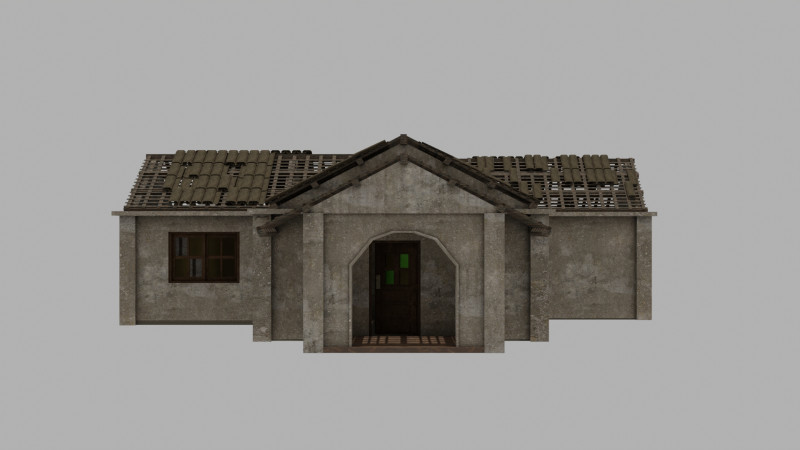 Abandoned Old House With Destroyed Roof 3D Модель .c4d .max .obj .3ds .fbx .stl .blend 