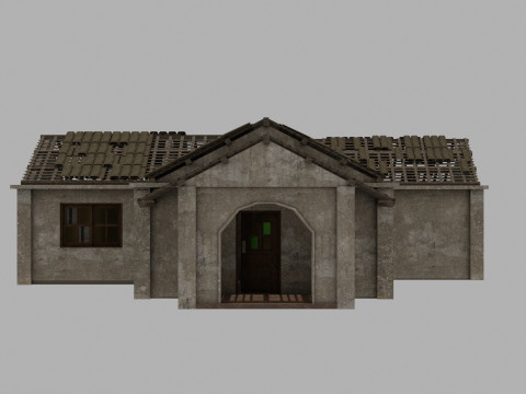 Abandoned Old House With Destroyed Roof 3D Model