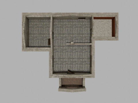 Abandoned Old House With Destroyed Roof 3D Model