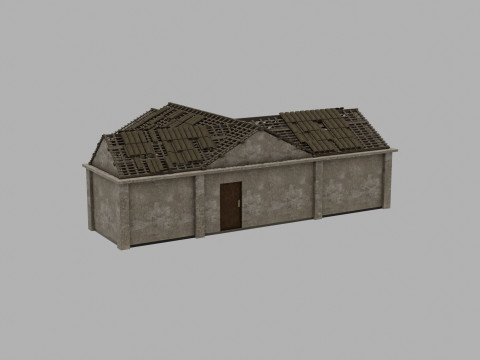 Abandoned Old House With Destroyed Roof 3D Модель