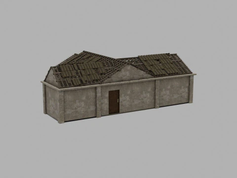 Abandoned Old House With Destroyed Roof 3D Model