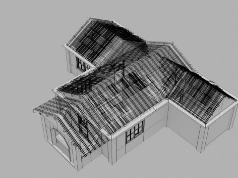 Abandoned Old House With Destroyed Roof 3D Модель