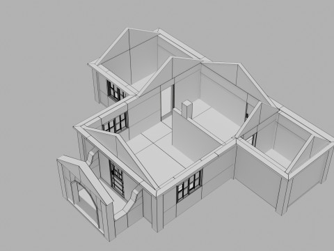 Abandoned Old House With Destroyed Roof 3D Модель