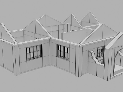 Abandoned Old House With Destroyed Roof 3D Модель