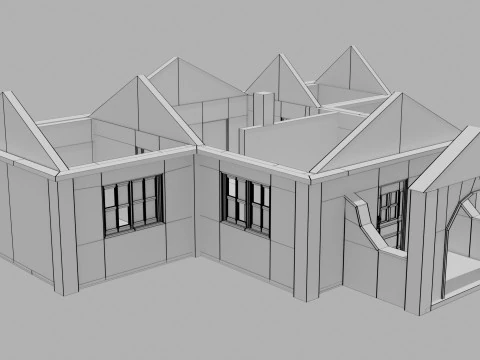 Abandoned Old House With Destroyed Roof 3D Model