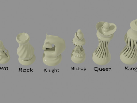 3D Printed Stylized Chessmen Collection Modèle 3D