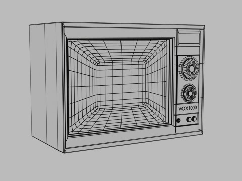 Old TV Wooden Box Modèle 3D