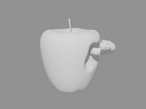 Apple with Worm 3D Print Model