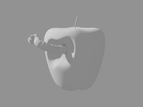 Apple with Worm 3D Print Model