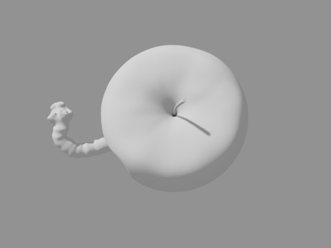 Apple with Worm 3D Print Model