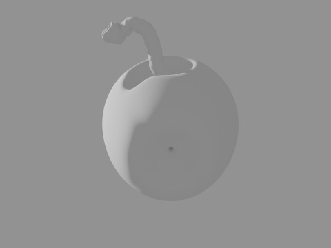 Apple with Worm 3D Print Model