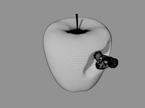 Apple with Worm 3D Print Model