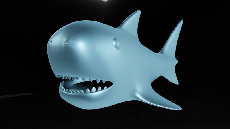 可爱的鲨鱼卡通3D打印模型 3D 打印模型 .c4d .max .obj .3ds .fbx .stl .blend